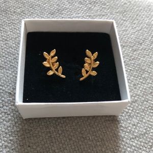 14K Gold Plated Leaf Earrings